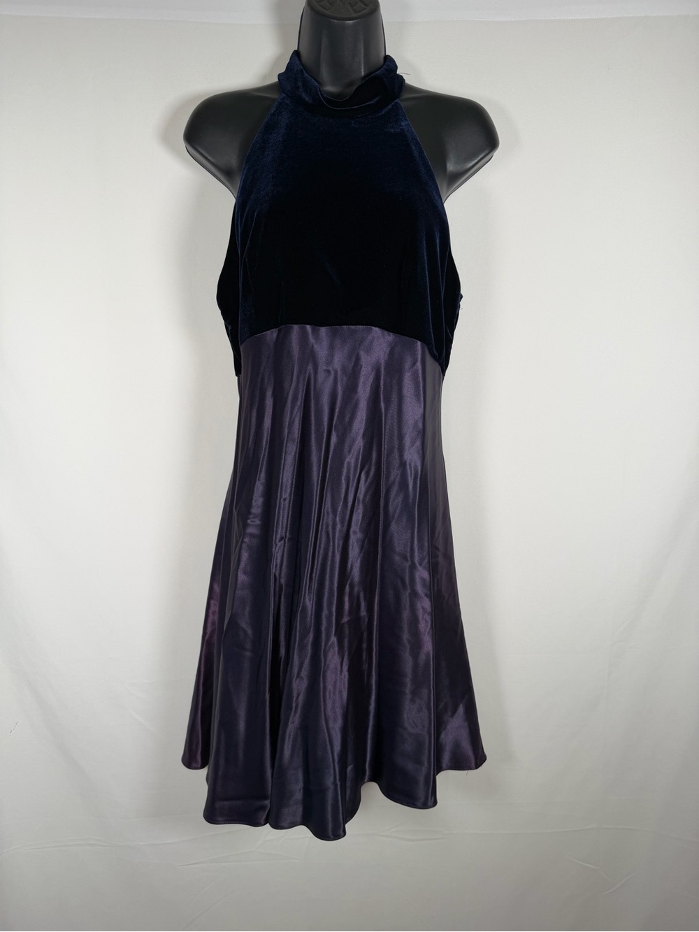 Vintage 90s Y2K Zim Zam Niki Lavis Velvet Babydoll Open Back Mini Dress Plum